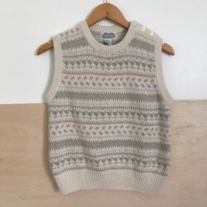 Vintage Cream and Pastel Sweater Vest